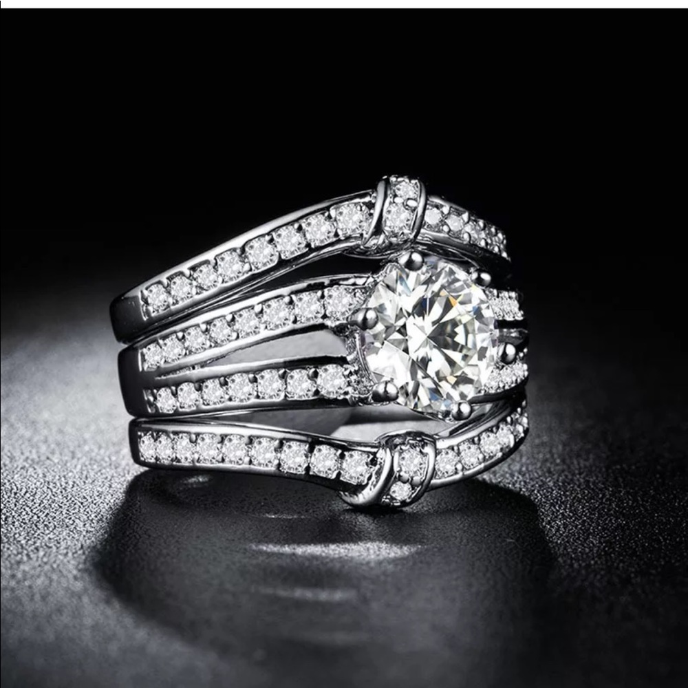 New simulated diamond cz women’s silver 925 ring
